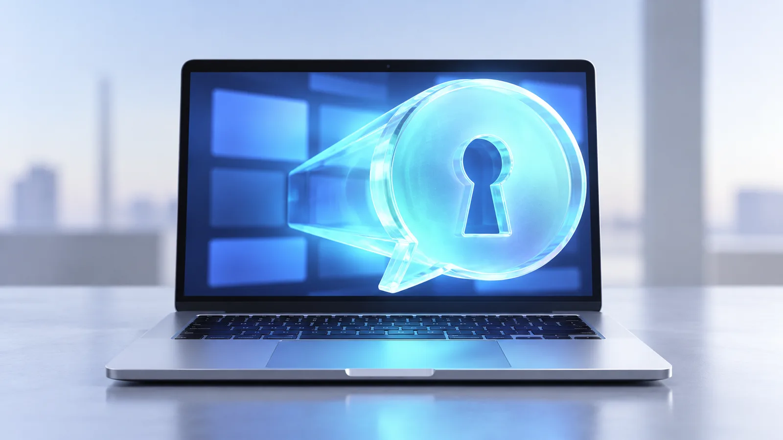 A chat-shaped session key being pulled from a developer laptop screen.