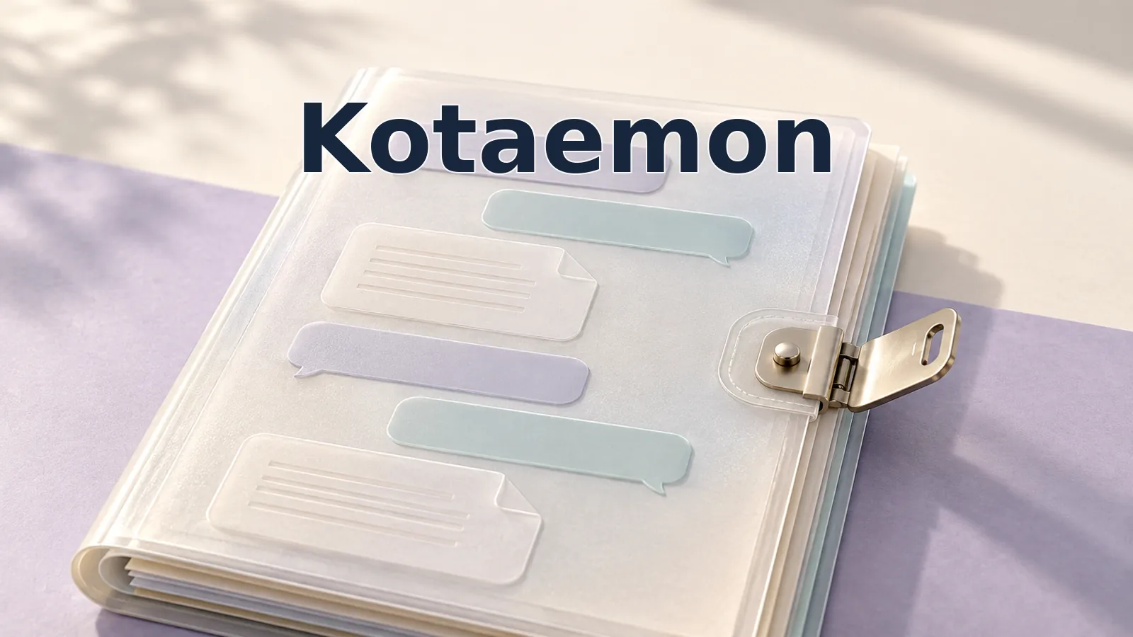 Illustrated document-chat folio with an open clasp and the Kotaemon name.