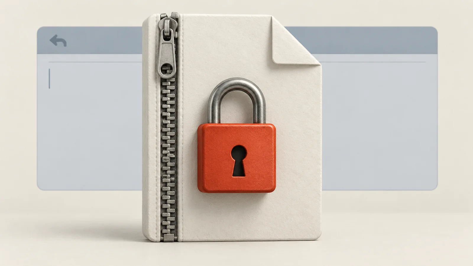 Illustration of a password-locked compressed attachment in a blank email reply pane.